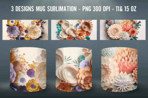 Download Flowers 3D Mug Sublimation PNG Mug Wrap - 3d mug sublimation Collection
