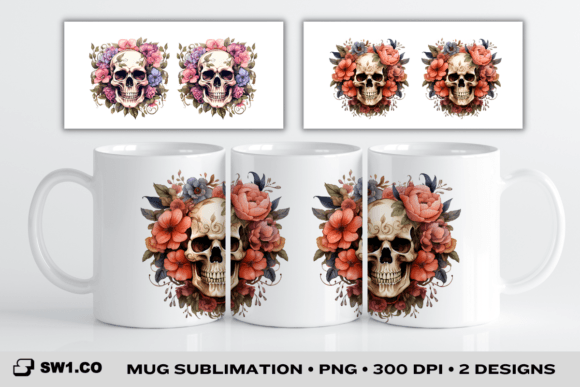 Download Skull Flowers 3D Mug Sublimation Wrap - 3d mug sublimation Collection