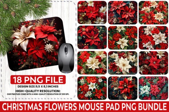 Download Christmas Flowers Sublimation Mouse Pad - Premium Resources