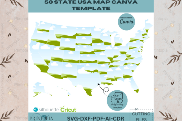 Download 50 State USA Map Canva Template 177 - Premium Resources